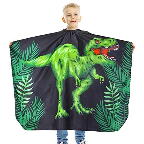 PAMAID Kids Haircut Cape Waterproof Barber Cape Cover, Dinosaur Print 120cm x 100cm | Protects Clothes from Hair & Styling Products thumbnail 1