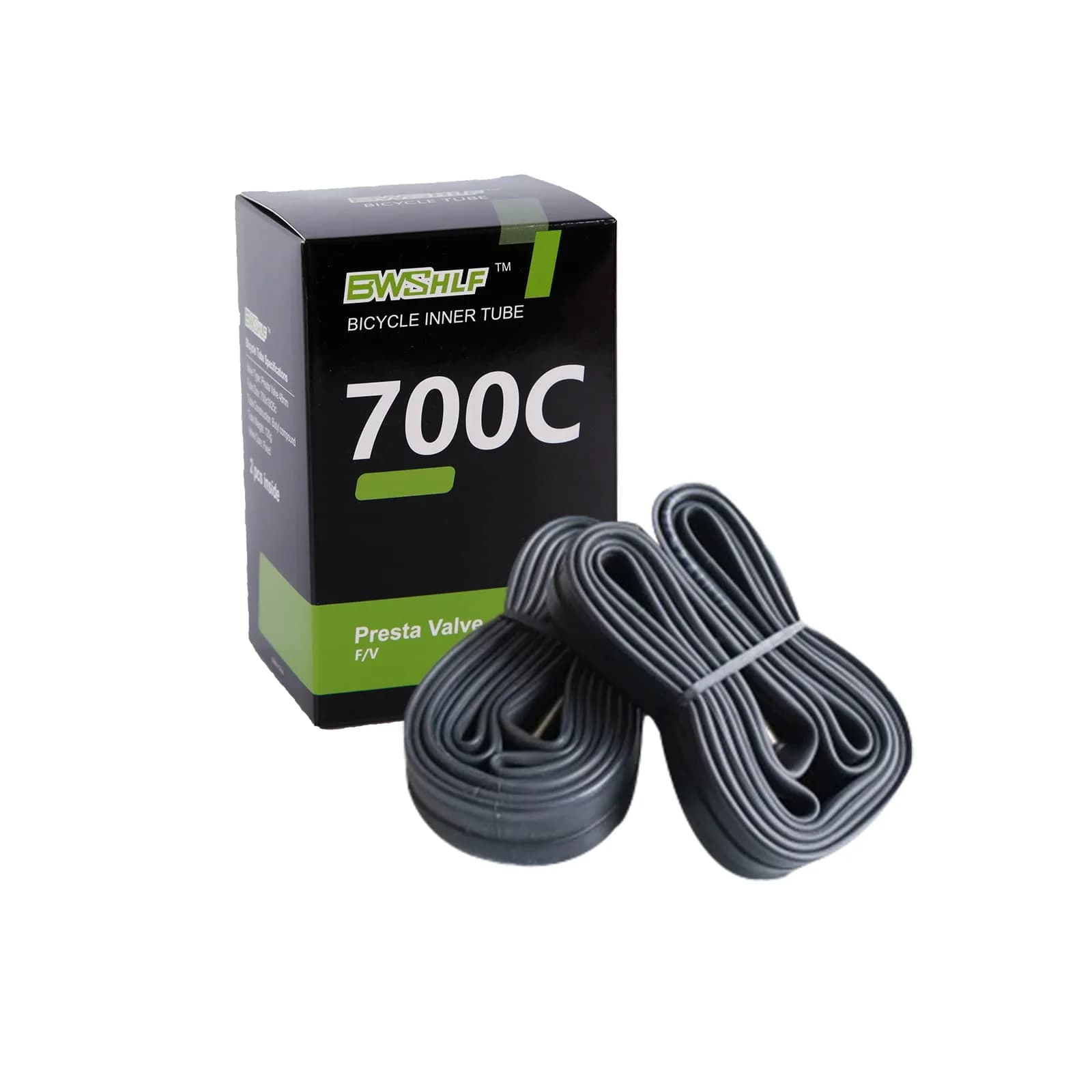 BWSHLF 700x25-32c Road Bike Inner Tube with 48mm Presta Valve, 2-Pack 28" (700c) Butyl Rubber Tube | Puncture Repair - main product image