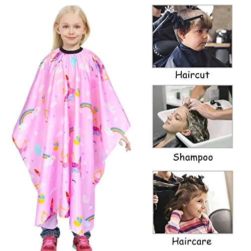 PAMAID Kids Haircut Cape Waterproof Barber Cape Cover with Adjustable Snap Closure, 120cm x 100cm | Cute Unicorn Print thumbnail 5