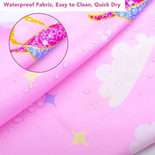 PAMAID Kids Haircut Cape Waterproof Barber Cape Cover with Adjustable Snap Closure, 120cm x 100cm | Cute Unicorn Print thumbnail 6