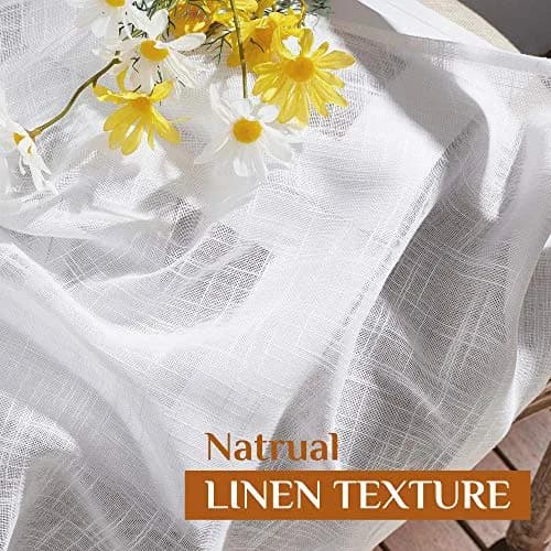 NICETOWN Sheer Linen Curtains Natural Style, W66 x L63 | Privacy & Elegant Linen Look thumbnail 4
