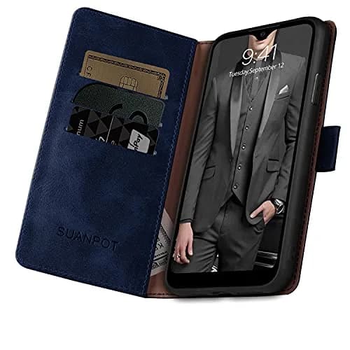 SUANPOT RFID Blocking Wallet Case for Samsung Galaxy A32 5G with Card Holder & Flip Folio | Blue thumbnail 4