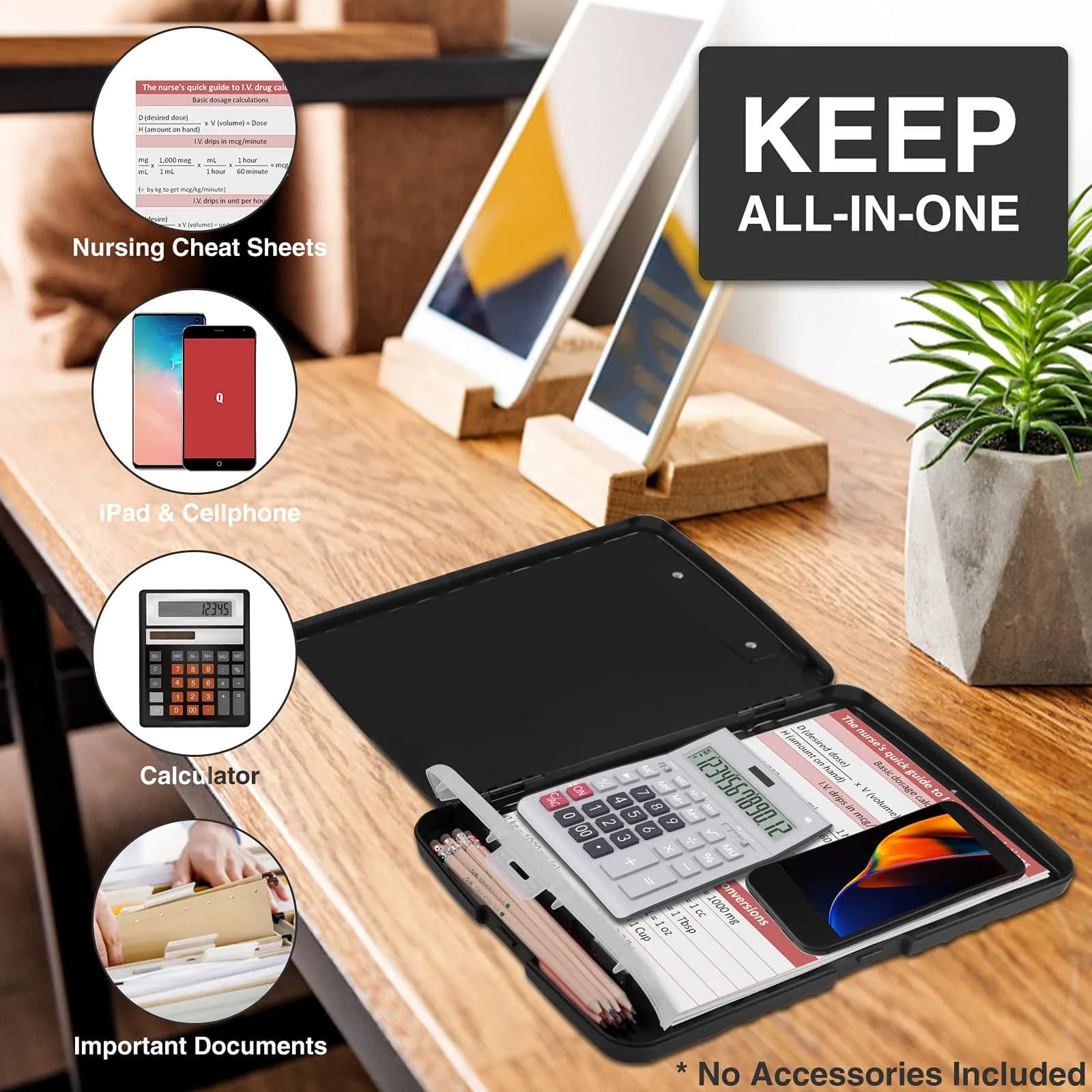Sooez Clipboard with Storage 37cm (14.5in) | Holds 200+ Sheets, Pen Holder, Black - view 6