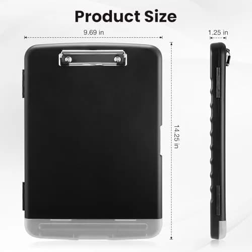 Sooez Clipboard with Storage 37cm (14.5in) | Holds 200+ Sheets, Pen Holder, Black thumbnail 2