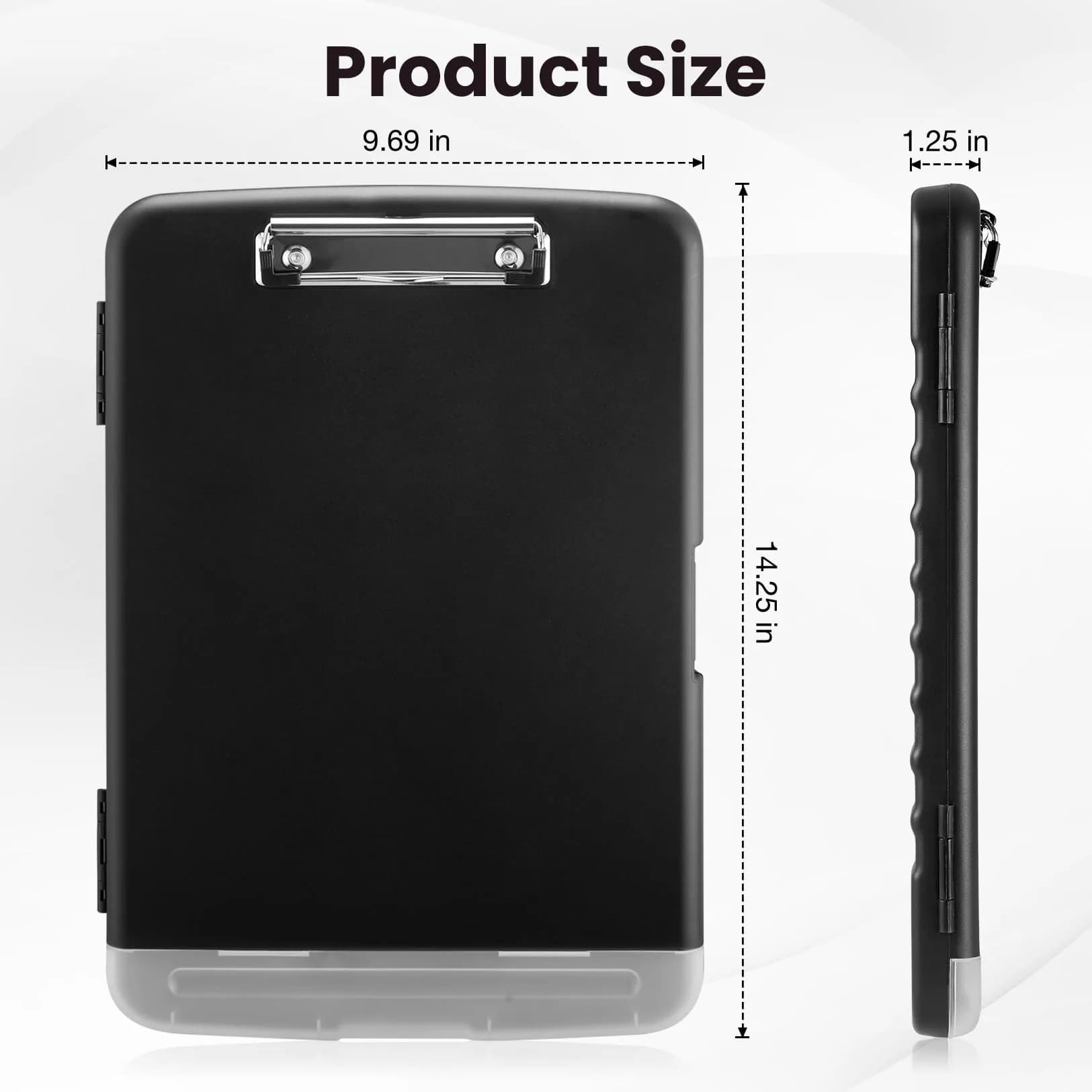 Sooez Clipboard with Storage 37cm (14.5in) | Holds 200+ Sheets, Pen Holder, Black - view 2