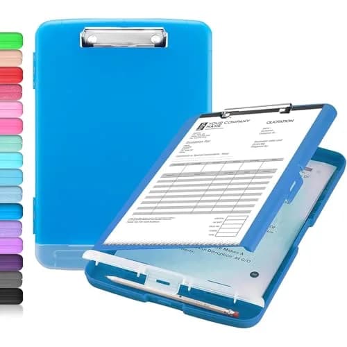 Sooez Plastic Clipboard with Storage Case, 8.5 x 11 Inch, Blue | Multi-Compartment Organizer for School & Office - main product image
