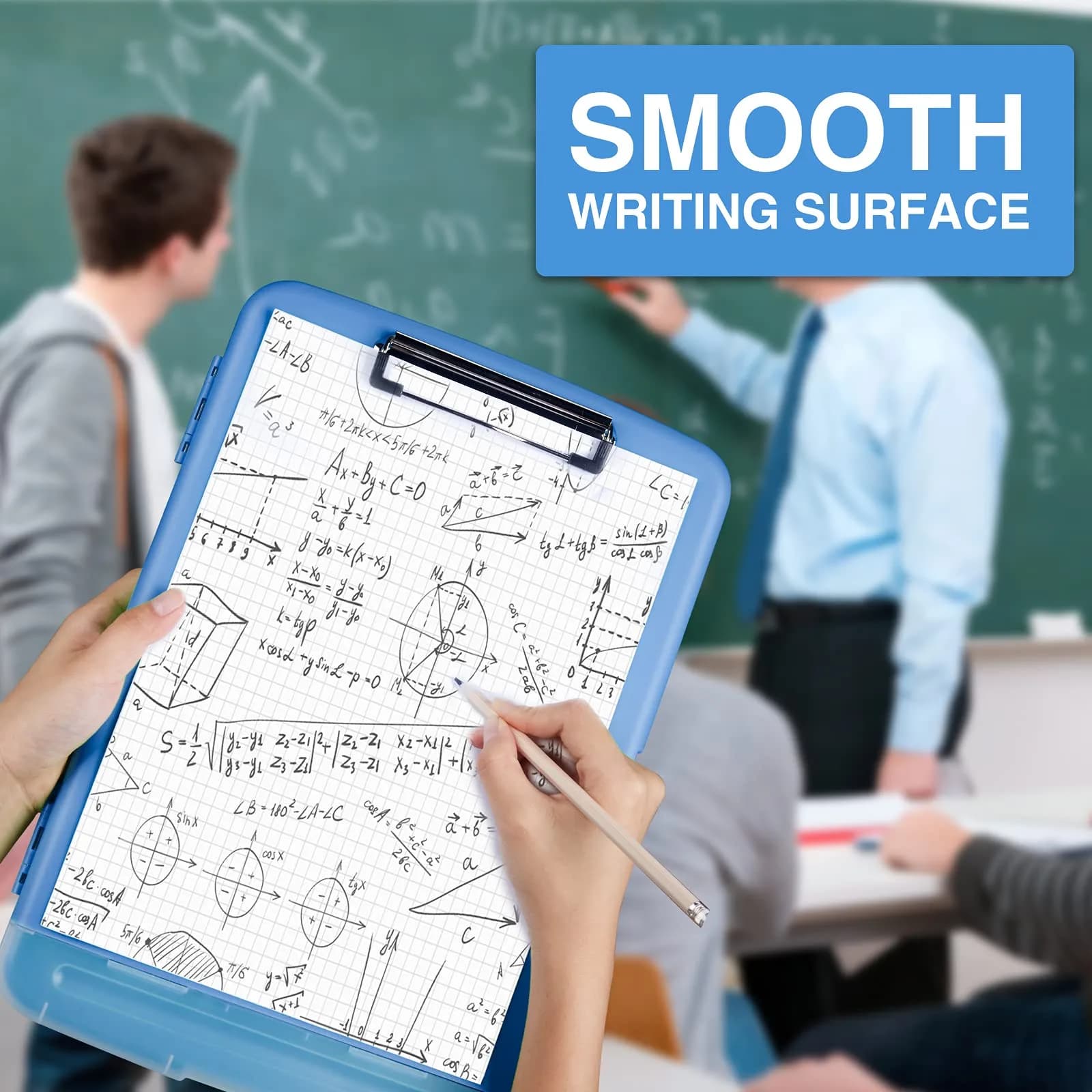 Sooez Plastic Clipboard with Storage Case, 8.5 x 11 Inch, Blue | Multi-Compartment Organizer for School & Office - view 5