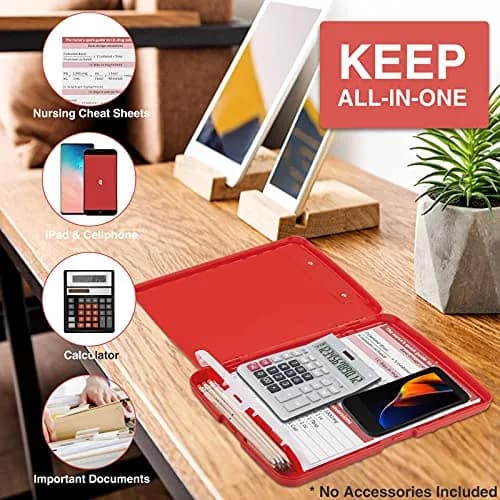 Sooez Red Clipboard with Storage, 8.5 x 11 Inch, Pen Holder | Durable Plastic Organizer for School & Office thumbnail 5