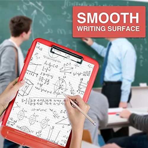 Sooez Red Clipboard with Storage, 8.5 x 11 Inch, Pen Holder | Durable Plastic Organizer for School & Office thumbnail 6