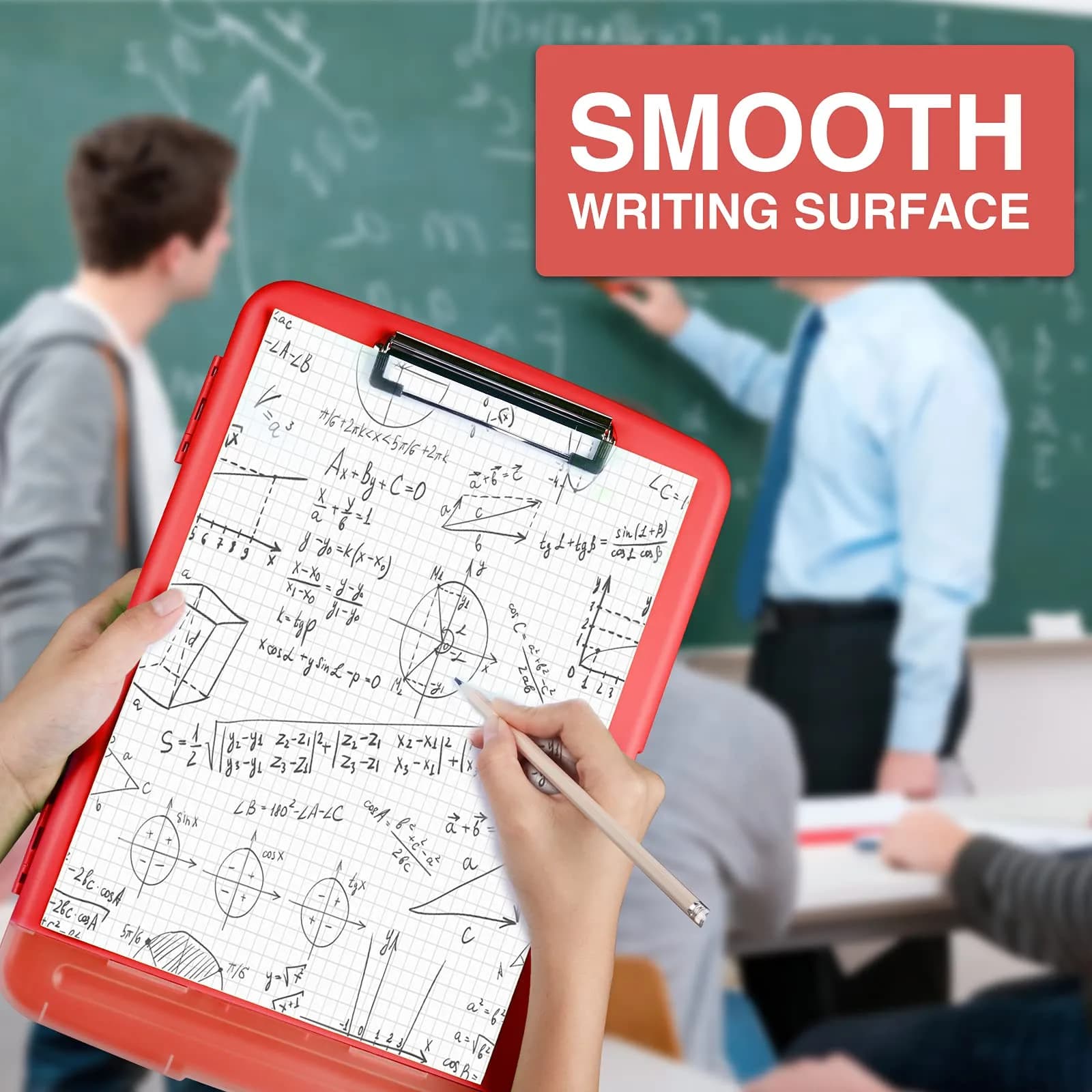 Sooez Red Clipboard with Storage 8.5 x 11 Inch | Durable Plastic Organizer Case with Pen Holder for School & Office - view 6