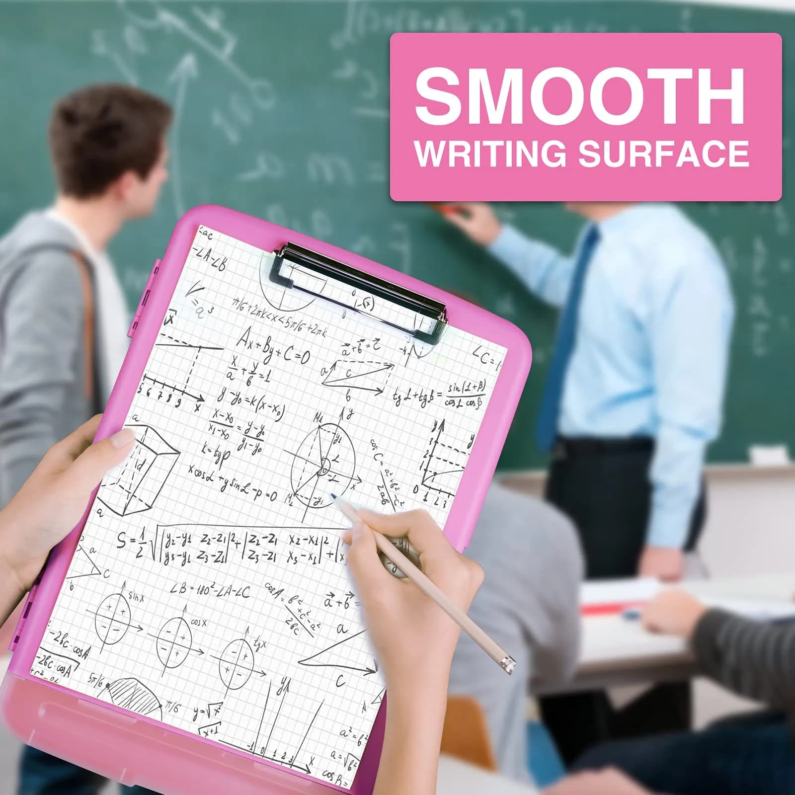 Sooez Storage Clipboard with Pen Holder, Low Profile Clip, Rose Pink | Essential Teacher & Nurse Organizer - view 6
