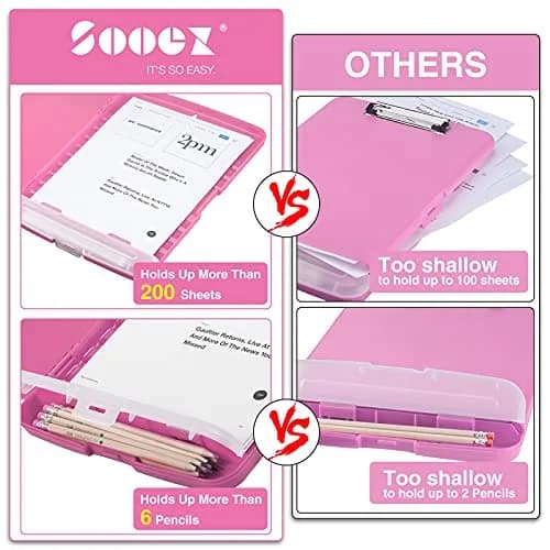 Sooez Storage Clipboard with Pen Holder 35.5 cm (14 in) | Holds 200+ Sheets thumbnail 3