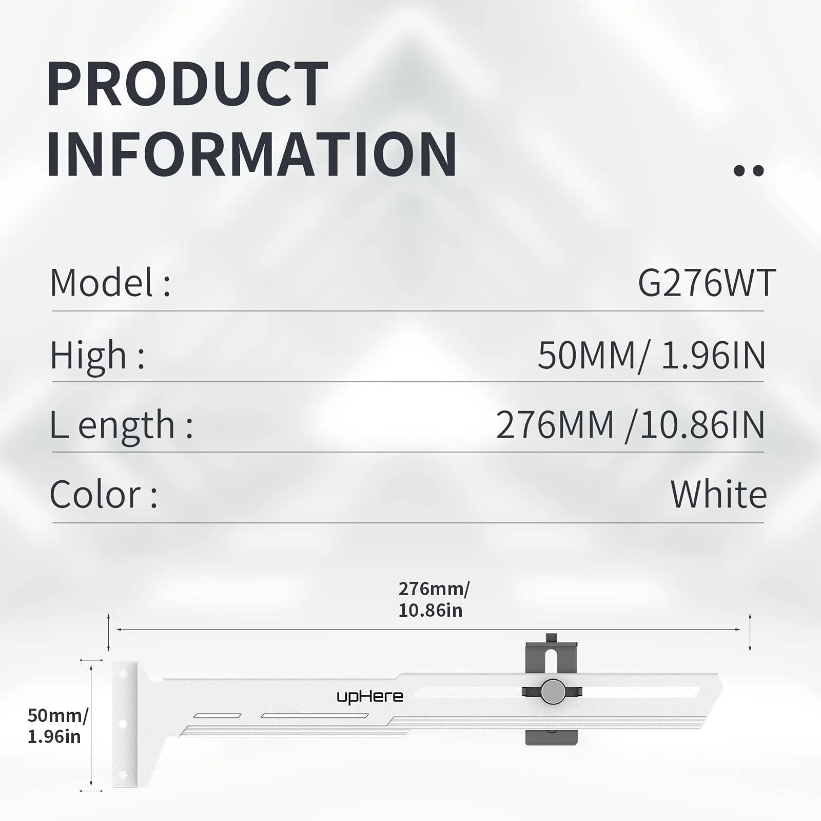 upHere G276WT White Graphics Card GPU Brace Support Bracket | Adjustable Length and Height Support - view 5