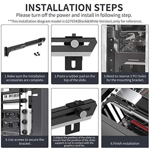 upHere G276WT White Graphics Card GPU Brace Support Bracket | Adjustable Length and Height Support thumbnail 7