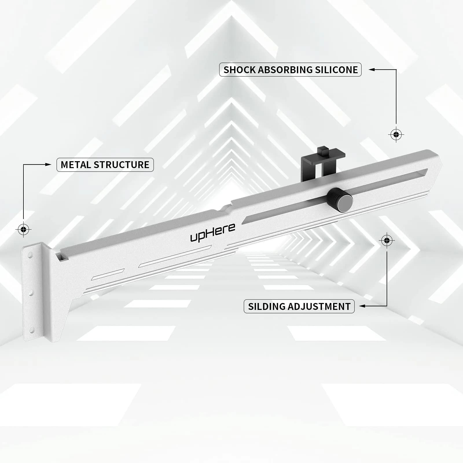 upHere G276WT White Addressable RGB GPU Brace Support 27.6cm (10.87in) - Série G276 - view 2