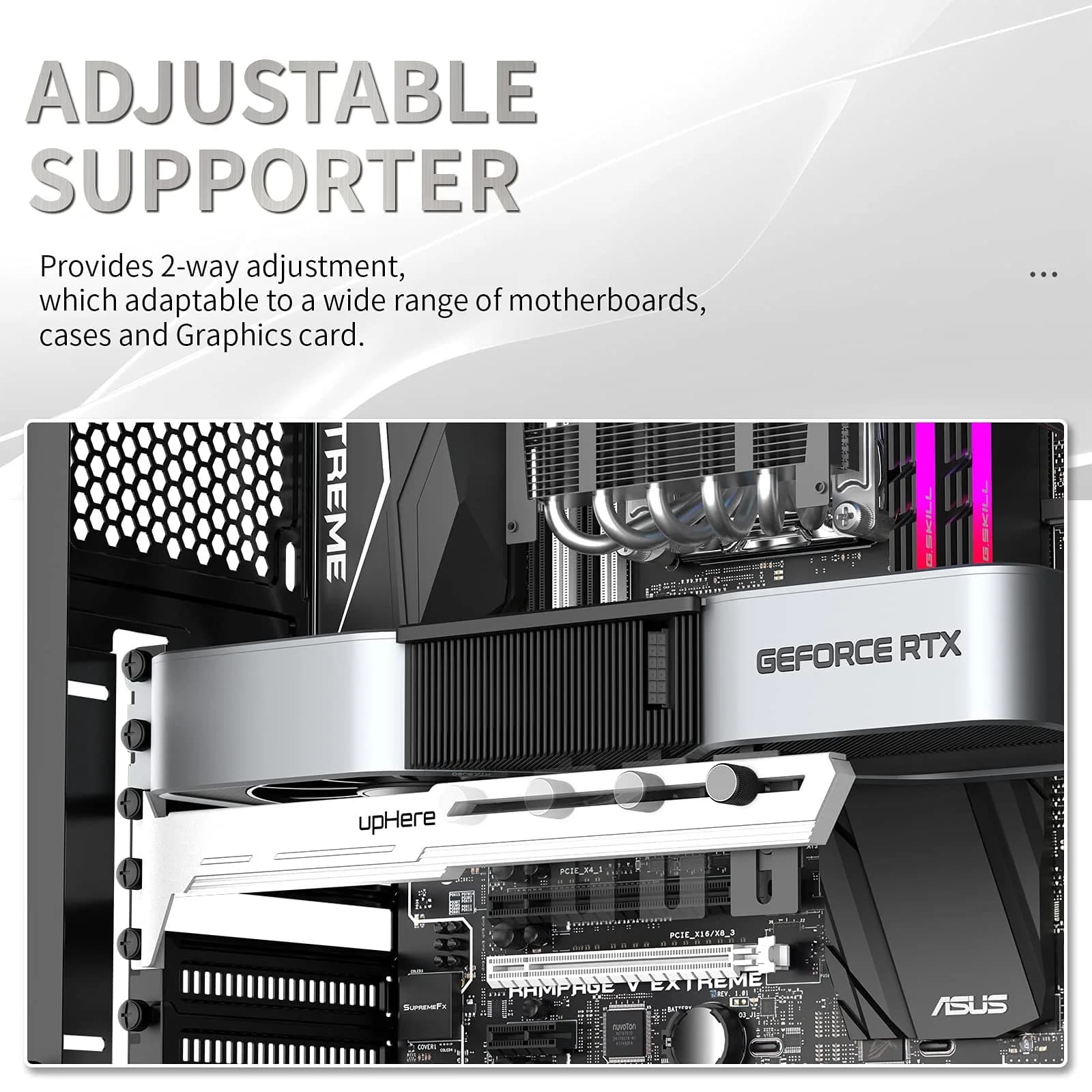 upHere G276WT White Addressable RGB GPU Brace Support 27.6cm (10.87in) - Série G276 - view 3