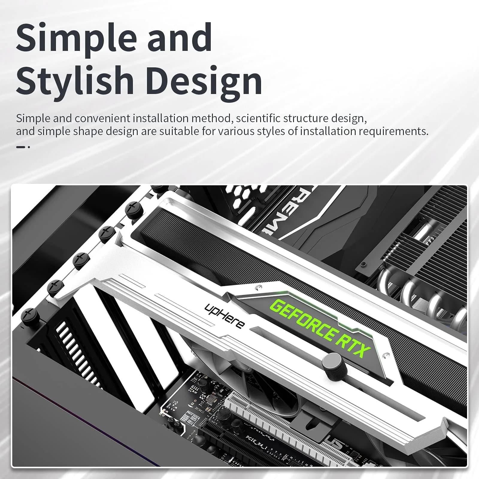 upHere G276WT White Addressable RGB GPU Brace Support 27.6cm (10.87in) - Série G276 - view 4