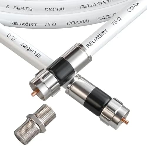 RELIAGINT 3ft (0.91m) RG6 Coaxial Cable, White | High-Speed 75 Ohm Cable for TV, Satellite, Internet thumbnail 1