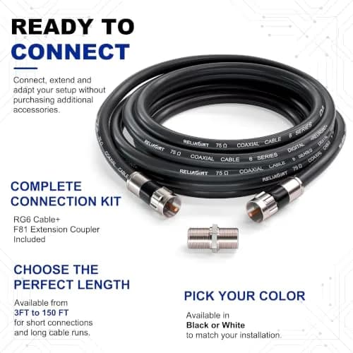 RELIAGINT 3ft (0.91m) RG6 Coaxial Cable, 75 Ohm High-Speed, Black | Reliable Signal for TV & Internet thumbnail 4