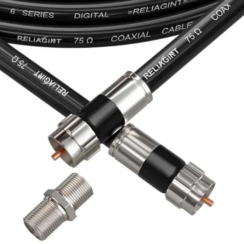 RELIAGINT 10ft (3.05m) RG6 Coaxial Cable Black | High-Speed 75 Ohm for TV, Internet, Satellite thumbnail 1