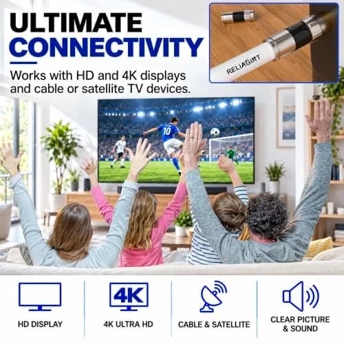 RELIAGINT 15ft (4.57m) RG6 Coaxial Cable, 75 Ohm High-Speed, White | Stable Signal for HD TV & Internet thumbnail 7