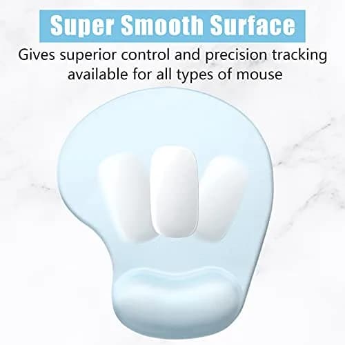 Hsurbtra Ergonomic Mouse Pad with Wrist Rest Support | Gel Mouse Pad with Non-Slip PU Base for Pain Relief, Office & Gaming, Sky Blue thumbnail 4