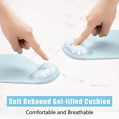 Hsurbtra Ergonomic Mouse Pad with Wrist Rest Support | Gel Mouse Pad with Non-Slip PU Base for Pain Relief, Office & Gaming, Sky Blue thumbnail 3