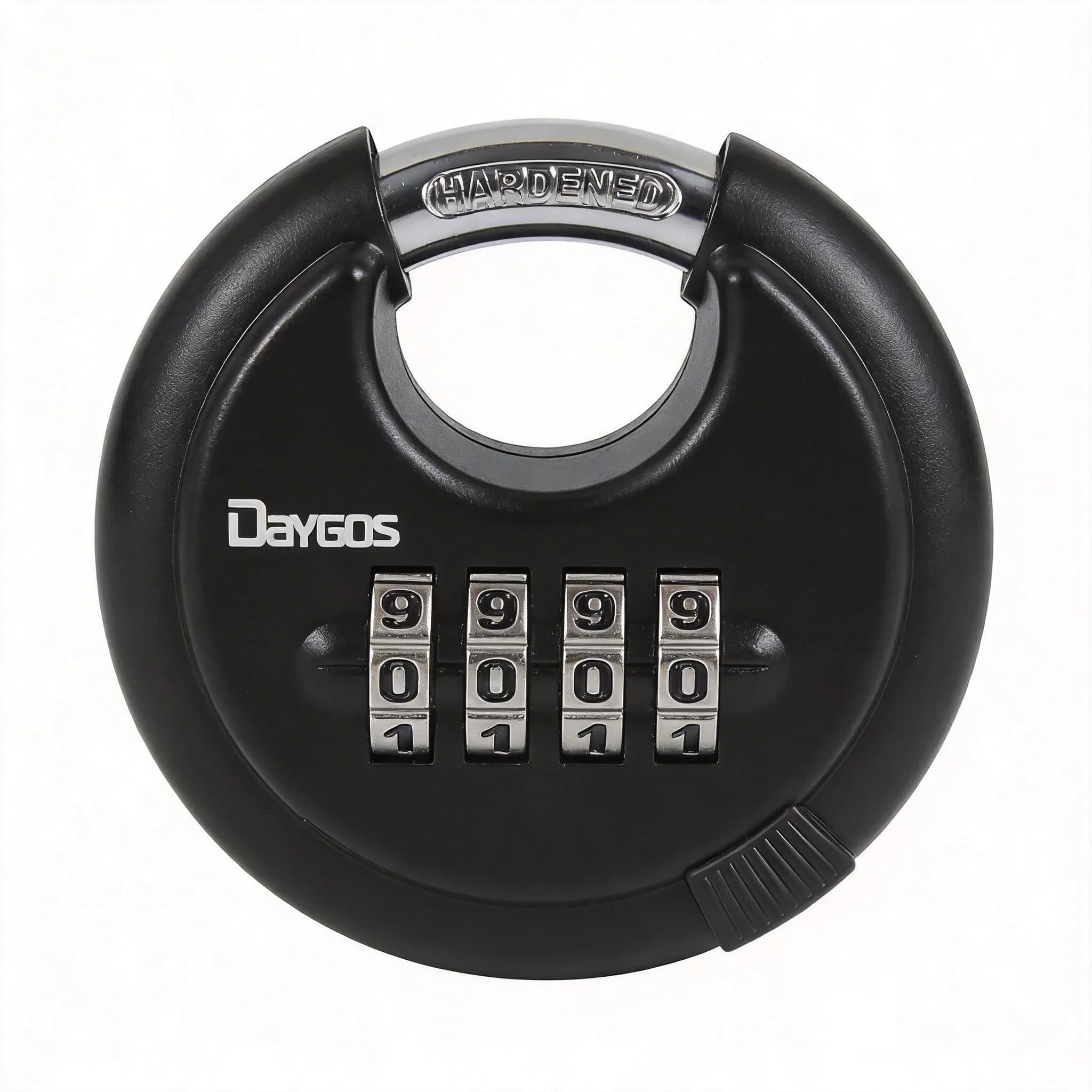 DAYGOS Black 4-Digit Combination Disc Padlock 10mm (3/8-in) Shackle | Heavy Duty Weatherproof Outdoor Lock - main product image