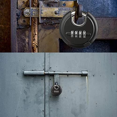 DAYGOS Black 4-Digit Combination Disc Padlock 10mm (3/8-in) Shackle | Heavy Duty Weatherproof Outdoor Lock thumbnail 9