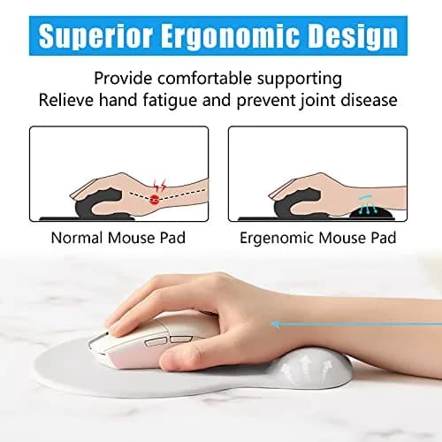 Hsurbtra Ergonomic Mouse Pad with Wrist Rest Support | Gel Mouse Pad for Pain Relief Ivory White thumbnail 2