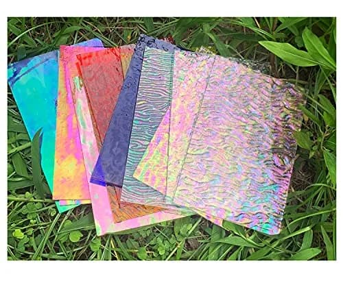 Lanyani Iridescent Stained Glass Sheets 4x6 Inches (12-Pack) | Cathedral Art Glass for Mosaic Work Craft thumbnail 1