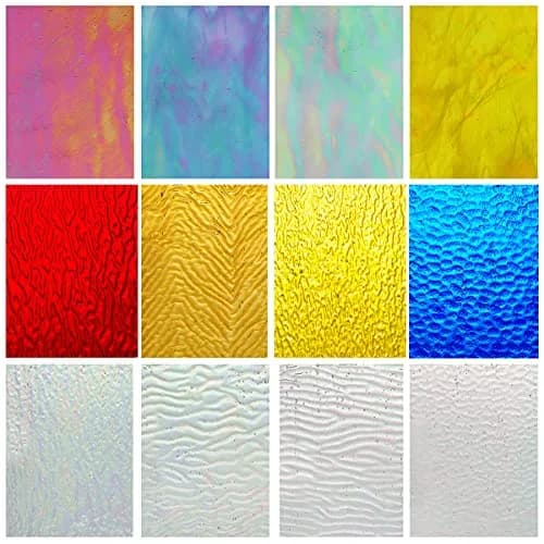 Lanyani Iridescent Stained Glass Sheets 4x6 Inches (12-Pack) | Cathedral Art Glass for Mosaic Work Craft thumbnail 6