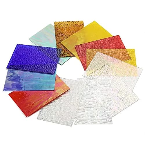 Lanyani Iridescent Stained Glass Sheets 4x6 Inches (12-Pack) | Cathedral Art Glass for Mosaic Work Craft thumbnail 9