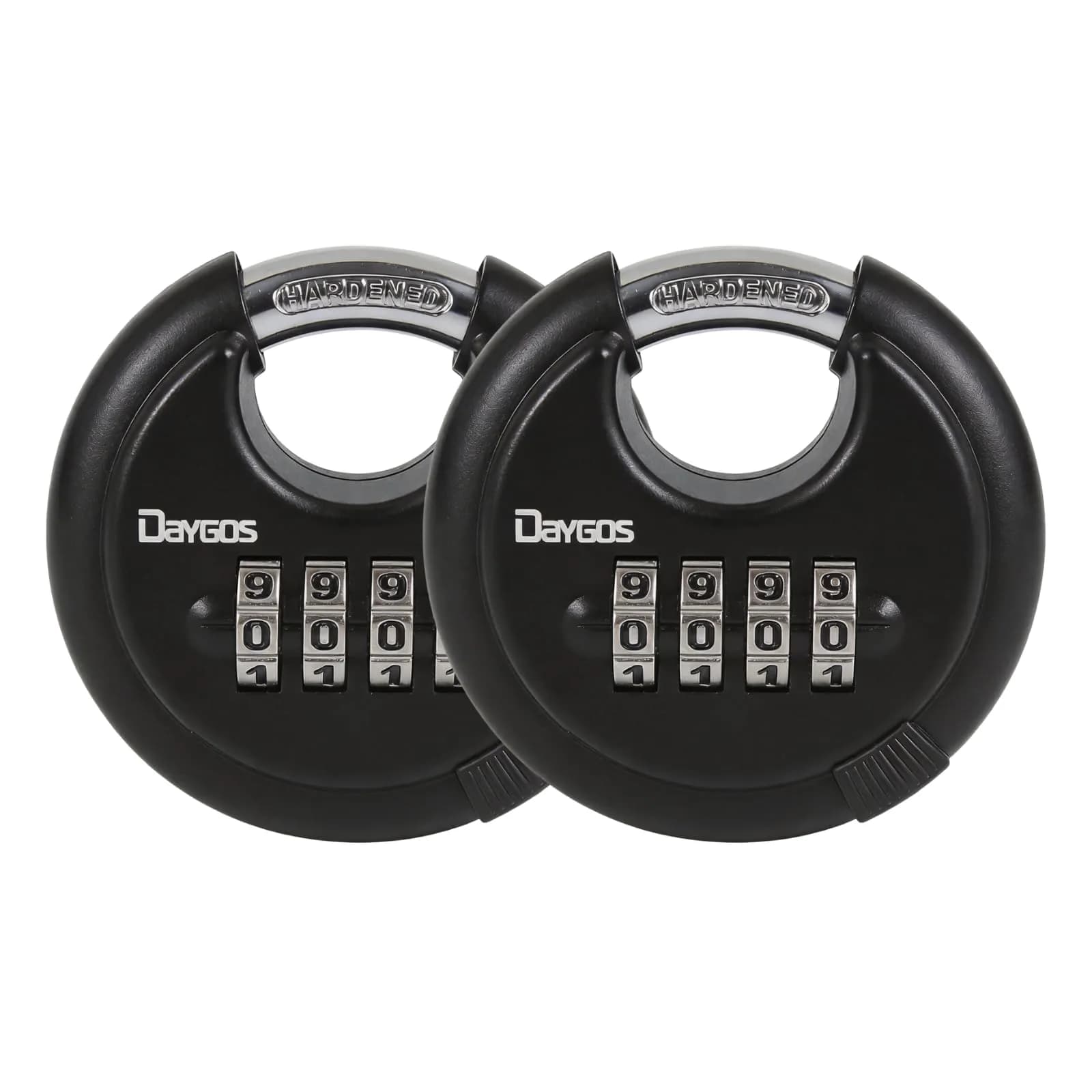 DAYGOS Black 2-Pack Combination Disc Padlocks | Heavy Duty 3/8-in Shackle, 2.75-in Body, Weatherproof Outdoor Lock - main product image