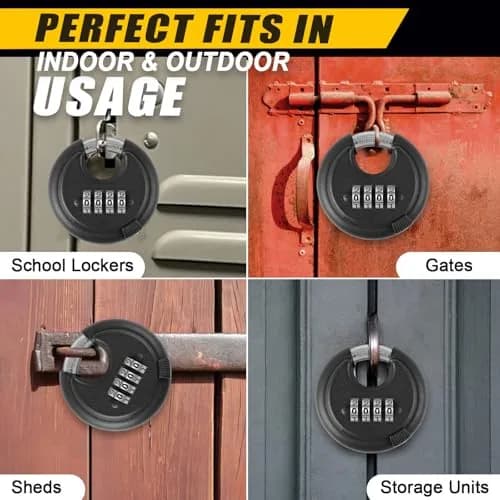 DAYGOS Black 2-Pack Combination Disc Padlocks | Heavy Duty 3/8-in Shackle, 2.75-in Body, Weatherproof Outdoor Lock thumbnail 5