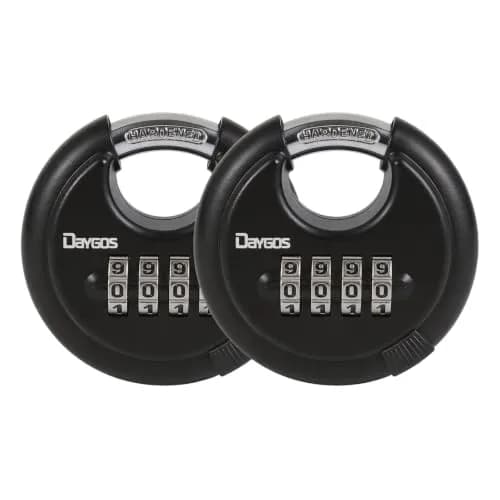 DAYGOS Black 2-Pack Combination Disc Padlocks | Heavy Duty 3/8-in Shackle, 2.75-in Body, Weatherproof Outdoor Lock thumbnail 1
