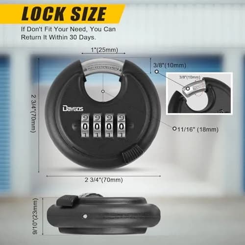 DAYGOS Black 2-Pack Combination Disc Padlocks | Heavy Duty 3/8-in Shackle, 2.75-in Body, Weatherproof Outdoor Lock thumbnail 2