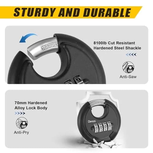 DAYGOS Black 2-Pack Combination Disc Padlocks | Heavy Duty 3/8-in Shackle, 2.75-in Body, Weatherproof Outdoor Lock thumbnail 3