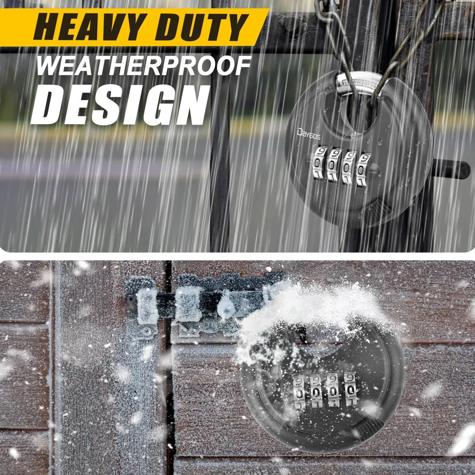 DAYGOS Black 2-Pack Combination Disc Padlocks | Heavy Duty 3/8-in Shackle, 2.75-in Body, Weatherproof Outdoor Lock - view 4