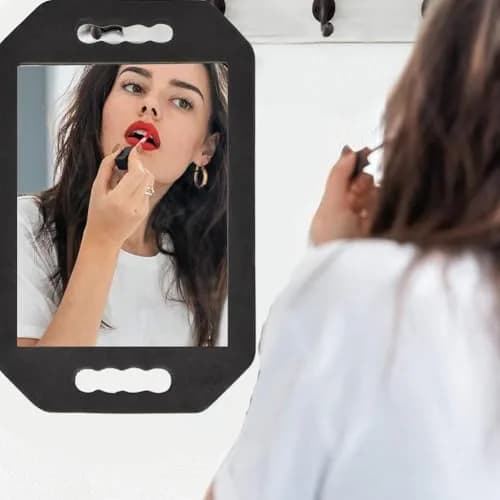 mpowtech Large Hand Held Barber Mirror 41cm (16.14") with Double Handles | Unbreakable Tempered Glass Salon Mirror thumbnail 5