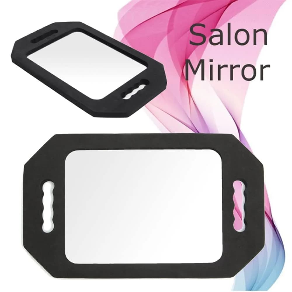 mpowtech Large Hand Held Barber Mirror 41cm (16.14") with Double Handles | Unbreakable Tempered Glass Salon Mirror - view 6