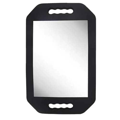 mpowtech Large Hand Held Barber Mirror 41cm (16.14") with Double Handles | Unbreakable Tempered Glass Salon Mirror thumbnail 1