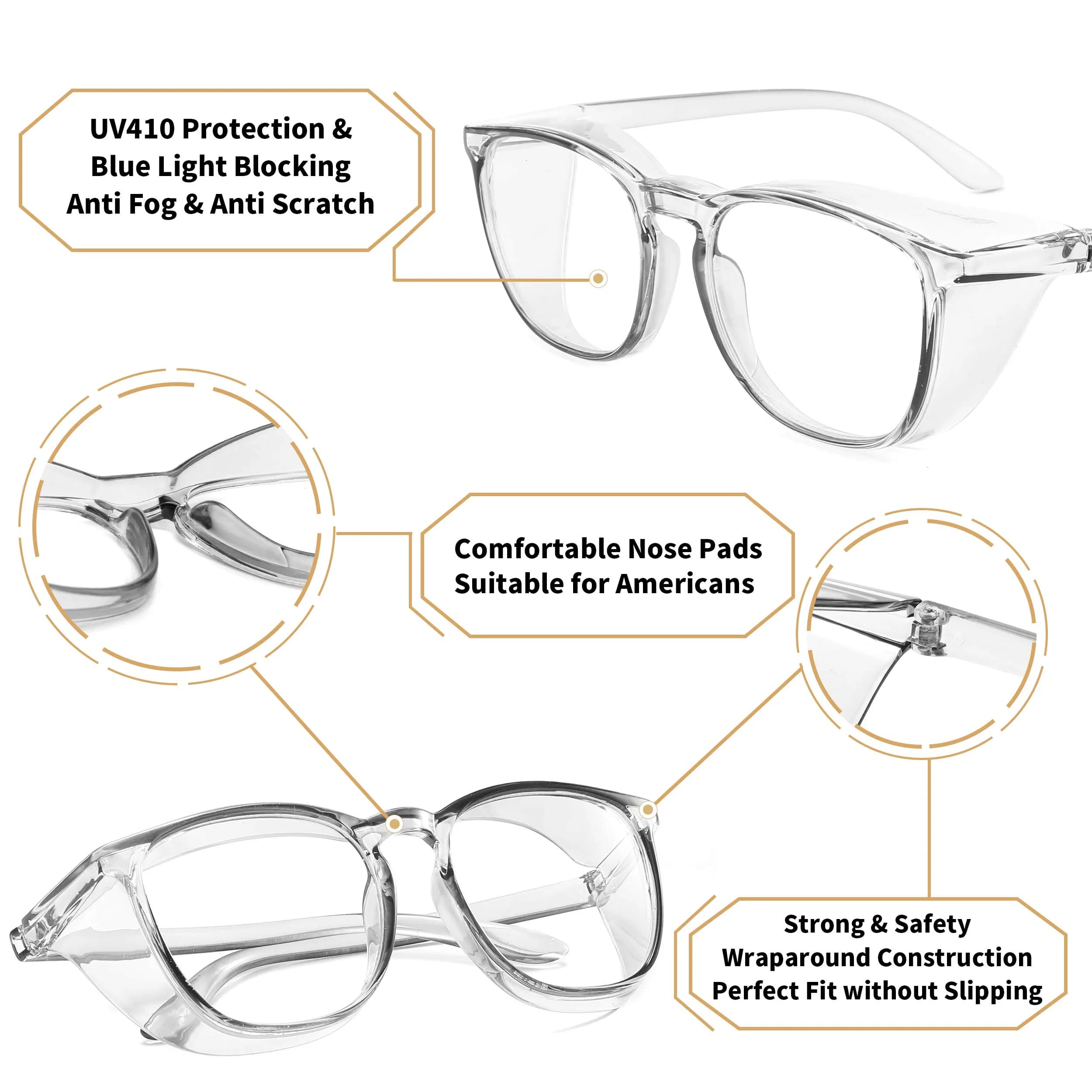 Alsenor Anti-Fog Safety Glasses with Blue Light Blocking & UV Protection | Medium - view 4