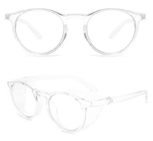 Alsenor Anti Fog Safety Glasses with Blue Light Blocking, UV Protection, and Anti-Scratch Lenses | Clear Round Frame thumbnail 1