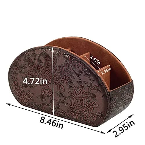 RHCSZ Retro Leather Remote Control Holder Organizer Box | 21.5cm (8.46") x 11.5cm (4.5") x 7.5cm (2.95") thumbnail 4