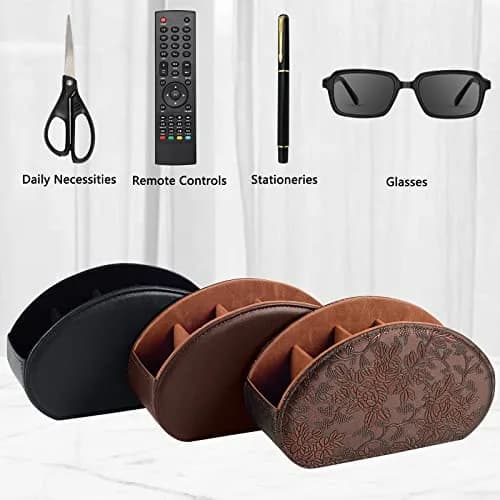 RHCSZ Retro Leather Remote Control Holder Organizer Box | 21.5cm (8.46") x 11.5cm (4.5") x 7.5cm (2.95") thumbnail 2