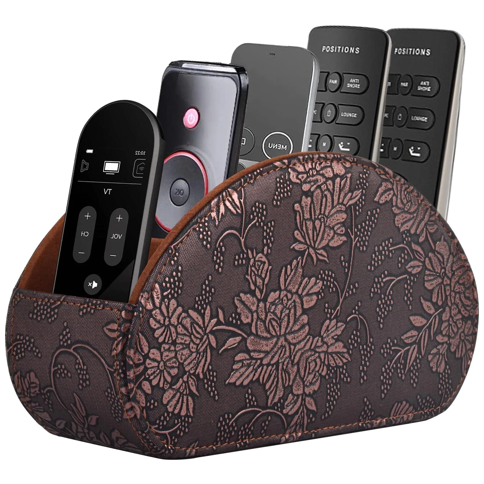 RHCSZ Retro Leather Remote Control Holder Organizer Box | 21.5cm (8.46") x 11.5cm (4.5") x 7.5cm (2.95") - main product image