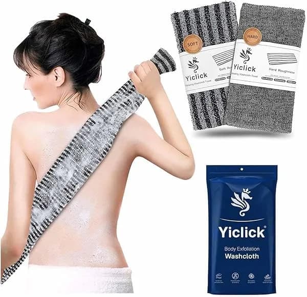 Yiclick Exfoliating Washcloth Towel Back Scrubber for Shower 2-Pack (40 inch / 101.6 cm) | Korean Japanese Style thumbnail 2