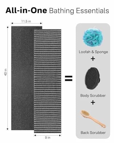 Yiclick Exfoliating Washcloth Towel Back Scrubber for Shower 2-Pack (40 inch / 101.6 cm) | Korean Japanese Style thumbnail 9