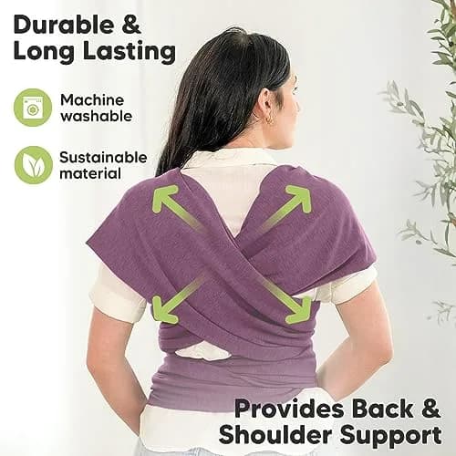 KeaBabies Original Baby Wrap Carrier Dark Mauve | Ergonomic, IHDI Certified, Breathable Fabric for Newborns to Toddlers thumbnail 5